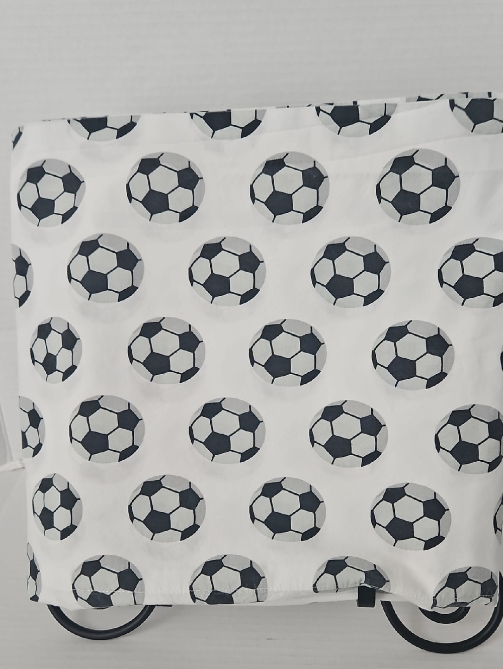 Crate&Barrel White Black Gray Soccer Ball Motif Organic Cotton Twin Flat Sheet